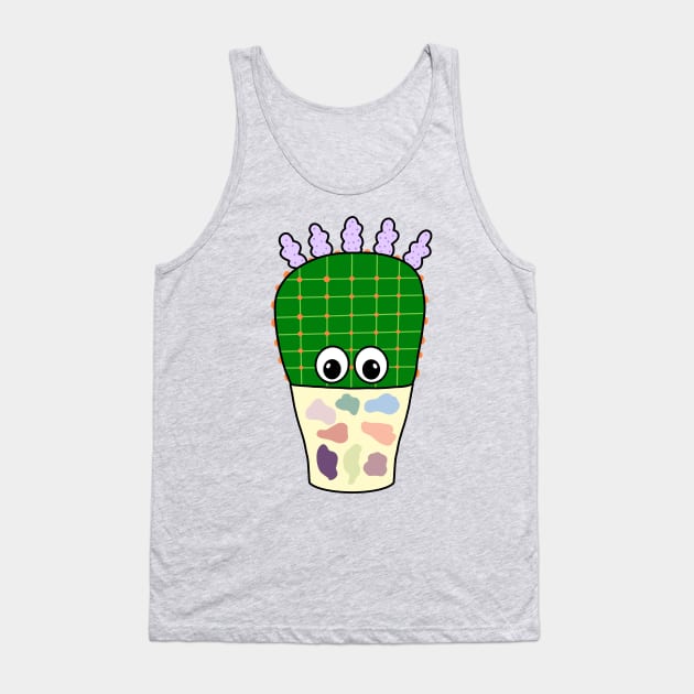 Cute Cactus Design #300: Prickly Pear In Nice Abstract Pot Tank Top by DreamCactus